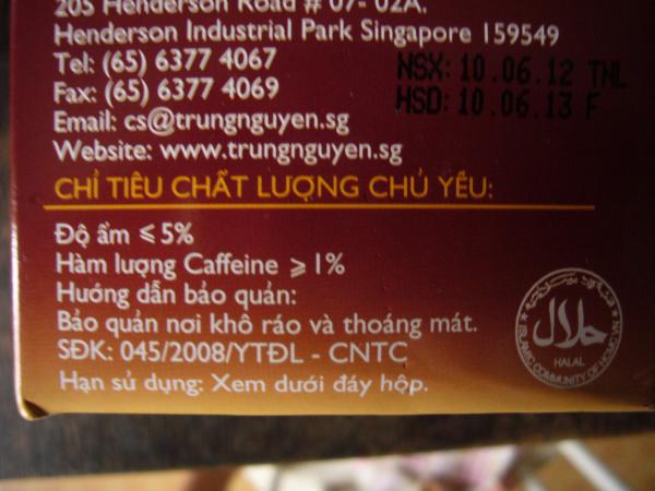 Trung Nguyên - House blend 500g - upozornění